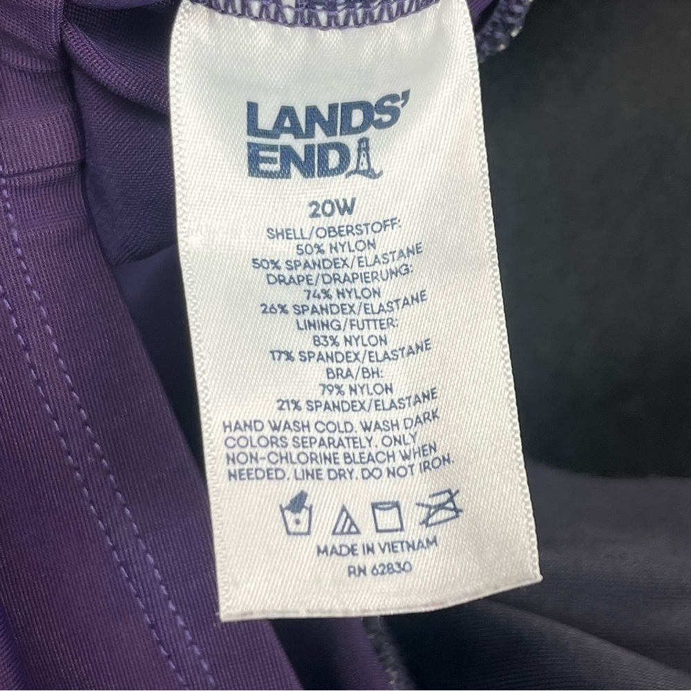Lands End Women's SlenderSuit Grecian Low Leg 1 Piece Swimsuit, Blackberry, 20W - Picture 10 of 10